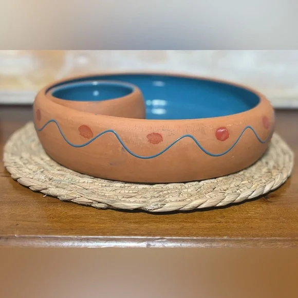 2 / $40 Vintage Himark Terra Cotta Chips & Salsa Bowl - Made in Portugal - Picture 3 of 5